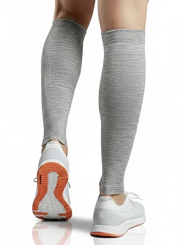 aZengear Wadenbandage Muskelfaserriss für Herren, Damen, Fußlose Waden Kompressionsstrümpfe zur Abhilfe bei Schienbeinkantensyndrom und Krämpfen, Sport (L/XL, Grau)