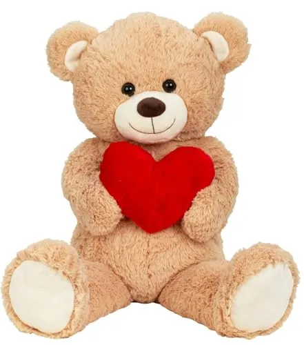 XXL Teddybär creme mit Herz – 100cm Kuschelbär - Großer XXL Teddybär mit Herz, 100 cm. Ein kuscheliger Begleiter für besondere Momente, ideal als Geschenk für romantische Anlässe oder um jemandem ein Lächeln zu schenken. Weiches Material sorgt für ein angenehmes Kuschelerlebnis.