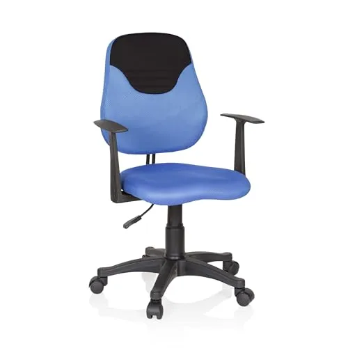 hjh OFFICE 670935 KIDDY Kinder- und Jugenddrehstuhl - Bürostuhl für Kinder ab 110 cm Körpergröße, ergonomische Rückenlehne und stufenlose Sitzhöhenverstellung für optimalen Komfort und Anpassungsfähigkeit.