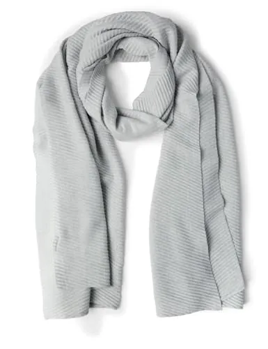 STREET ONE Damen A572659 Langer Plissée Schal - Schals für Damen, eleganter Plissée Schal in Grau mit angenehmem Materialmix, ideal für stilvolle Akzente und vielseitige Tragevarianten.