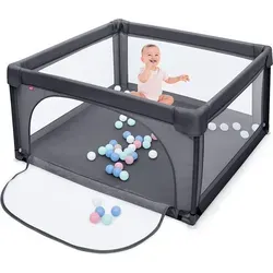 COSTWAY Baby Laufstall 120 x 120cm mit 50 Spielbällen – Dunkelgrau