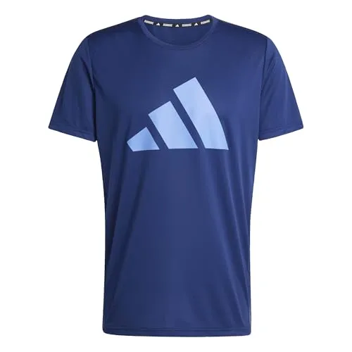 adidas Herren Run It Stripes Tee, Dark Blue/Blue Fusion, XL