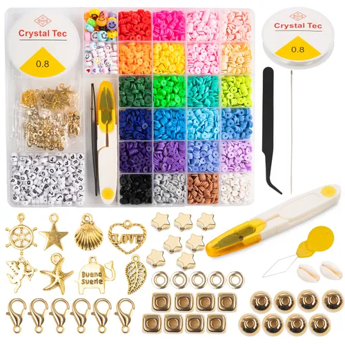 COIL Schmuckset, Kinderschmuck, Perlen zum Auffädeln, Selbstbausatz, DIY, Kreativset, Charm Set, Armband, Kette, Haarschmuck, 6000 St.