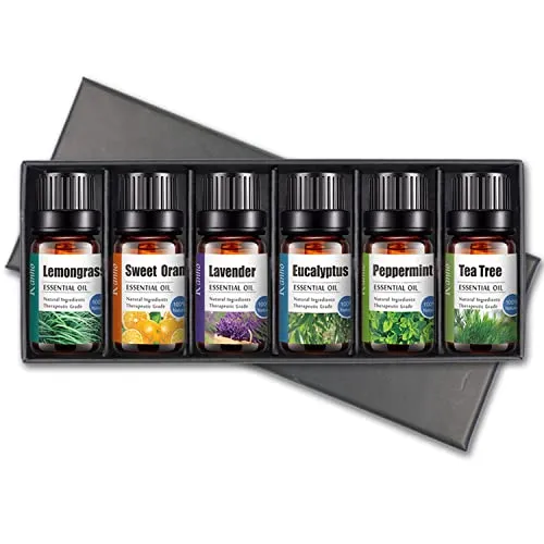 Bio Ätherische Öle 6-er Set - Vielfalt und Entspannung | Lavendel, Pfefferminz, Teebaum, Süße Orange, Eukalyptus, Zitronengras | 100% Naturrein | Aromatherapie, Aromadiffuser, Massage und Badezusatz