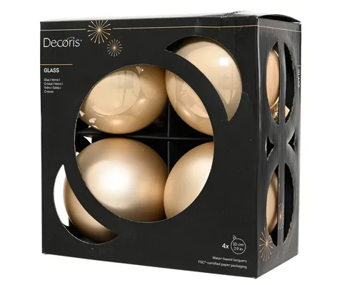 Kaemingk Weihnachtsbaumkugel, Weihnachtskugeln Glas 10cm 4 Stück - Perle