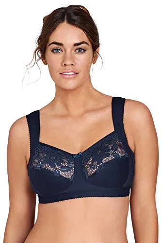 Miss Mary Lovely Lace Support Soft Bra BH Dunkelblau E 85 Damen - Funktionsunterwäsche mit elegantem Spitzendesign und optimalem Halt. Der Soft-BH bietet Komfort durch gepolsterte Träger und Seitenstütze – ideal für den Alltag.