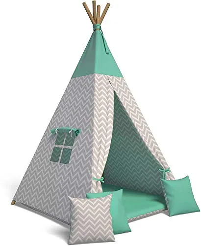Best For Kids - Tipi Zelt für Kinder | Spielzelt Kinder Indoor | Spielzelt mit Weiche Kissen | Langlebig Indianerzelt für Kinder | Kinderfreundlich Tippi Kinderzelt Indoor | Tipi Zelt Kinderzimmer
