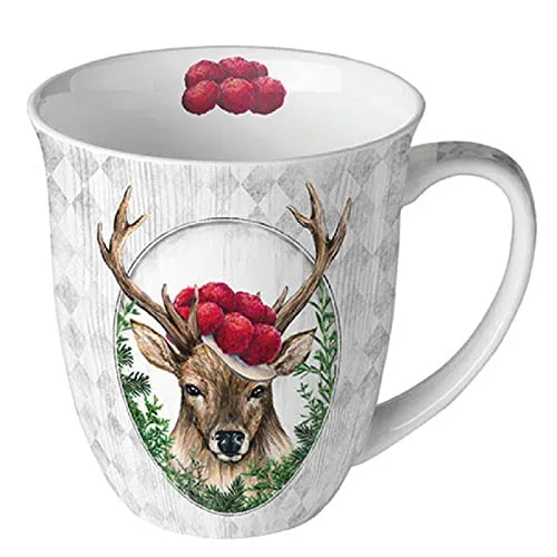 Ambiente - 18417650 - Kaffee Becher, Schwarzwald Hirsch, Porzellan, Bone China, 10cm x 10,5cm, 400ml
