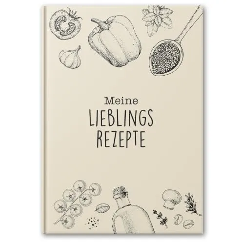 LEAF & GOLD Rezeptbuch zum Selberschreiben (Platz für 44 Rezepte) Leeres Kochbuch für meine Lieblingsrezepte I Stabiles Buch zum selber gestalten