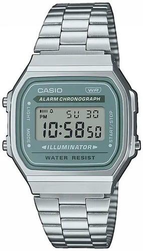 Casio A168WA-3AYES Vintage Uhr, Silber/Grün in grün von CASIO