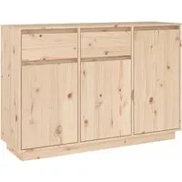 vidaXL Sideboard 110x34x75 cm aus Massivholz Kiefer - Kommode aus massivem Kiefernholz mit rustikaler Optik und viel Stauraum durch 2 Schubladen und 3 Türen. Ideal für die ansprechende Präsentation von Dekoartikeln.