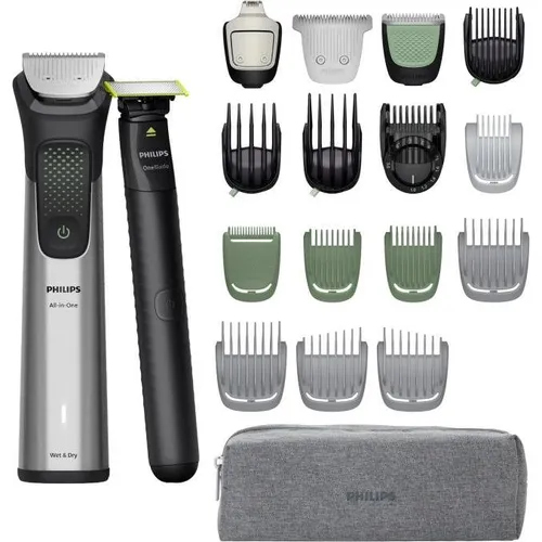 Philips 9000 Series All-in-One Trimmer MG9557/15 - Haar- & Bartschneidegeräte: 20-in-1 Trimmer mit Nass- & Trockenanwendung, wasserfest und wiederaufladbar – ideal für präzise Pflege von Kopf bis Fuß.