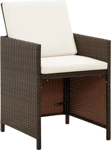 vidaXL Gartenstühle mit Kissen 4 Stk. Poly Rattan Braun - Gartenstühle aus witterungsbeständigem PE-Rattan mit komfortablen Kissen, ideal für stilvolle Entspannung im Freien.