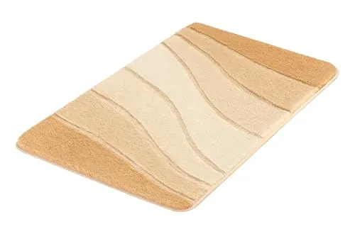Meusch Badteppich Ocean, 70x120 cm, Toffee - Badematte mit stilvollem Wellendesign, aus 100% Polyacryl, schnell trocknend und maschinenwaschbar bei 40°C, ideal für ein modernes Badezimmer.