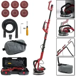 Arebos Deckenschleifer mit LED und Absaugung - Schleifmaschine für Wände und Decken, 750 W Motor für hohe Schleifleistung, integriertes Staubabsaugsystem sorgt für saubere Arbeitsumgebung und ergonomische Teleskopfunktion reduziert Ermüdung.