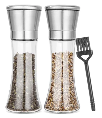 Salz und Pfeffermühle 2er Set, Gewürzmühle aus Hochwertigem Edelstahl, Premium Pfeffer und Salzmühle Set
