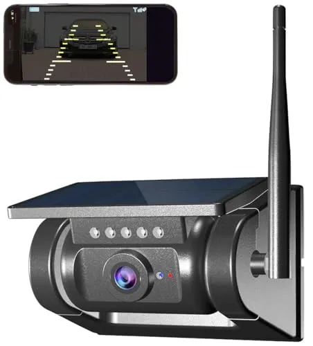 Lescars Solar Rückfahrkameras: Autarke WLAN-Solar-HD-Rückfahrkamera, Akku, magnetisch, IR-Nachtsicht (Handy, Funk, IP)