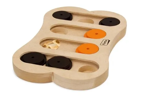 Karlie Wooden Brain Train Apollo - Interaktives Hundespielzeug, sorgt für geistige Auslastung und sinnvolle Beschäftigung mit versteckten Leckerchen