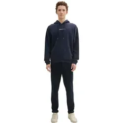 TOM TAILOR Denim Herren Hoodie Sweatshirt mit Logo-Print, Sky Captain Blue, L - Sweatshirts für Herren, aus 50% Bio-Baumwolle für ein umweltbewusstes Tragegefühl, weich und warm durch aufgerautes Innenfutter, ideal für lässige Outfits.