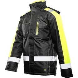 Arbeitsjacke Herren Winter wasserdicht warm gefüttert mit Kapuze – Warnschutz - Größe 2XL - XXL