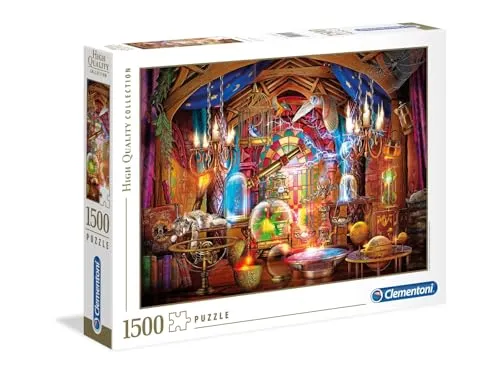Clementoni 31813 Labor des Zauberers – Puzzle 1500 Teile ab 9 Jahren, buntes Erwachsenenpuzzle mit kräftigen Farben, Geschicklichkeitsspiel für die ganze Familie, schöne Geschenkidee