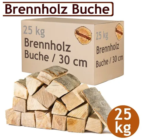 Flameup Kaminholz Brennholz Kaminholz Holz 5-500 kg Ofen Kamin Kaminofen Buche 30 cm, 25 kg