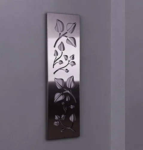Wandgarderobe/Garderobe, Design Leaves, 140x40cm, Edelstahl mattiert (Marke: Szagato, Made in Germany) (Kleiderständer Garderobenständer Wandpaneel Wanddeko Kleiderhaken Flurgarderobe)