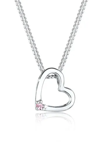 Elli Kette mit Herz Anhänger aus 925 Silber - Elegante Kette mit handgefertigtem Herz-Anhänger aus Glaskristall, ideal für besondere Anlässe oder als Geschenk. Gesamtlänge 55 cm.