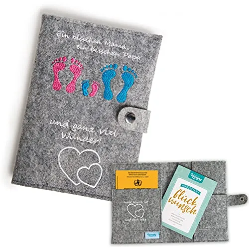 Homery Mutterpasshülle Filz, Hülle Mutterpass Deutschland, Mutterpass Schutzhülle mit U-Heft Hülle und Impfpass Organizer, Mutterkindpasshülle mit Fach für Ultraschallbilder (Deutscher Mutterpass)
