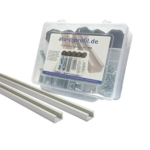 St. 1m C Profil M8 Aluminium T Nut Alu Profilschiene Zubehör Schrauben Set 2