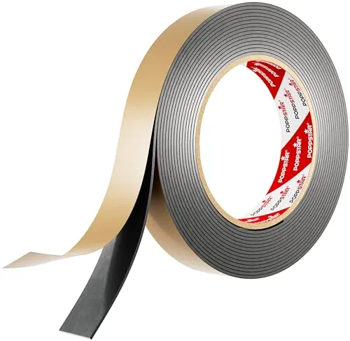 POPPSTAR doppelseitiges Butyl Klebeband (5m x 20mm x 1,6mm) Dichtband selbstklebend schwarz