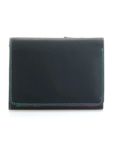 mywalit Leder Damen Geldbörse - medium tri-fold Wallet - 106-4 - Black Pace - Damen-Geldbörsen mit 8 Kreditkartenfächern, einem Notenfach und einem Reißverschluss-Münzfach - perfekt für stilvolle Organisation.