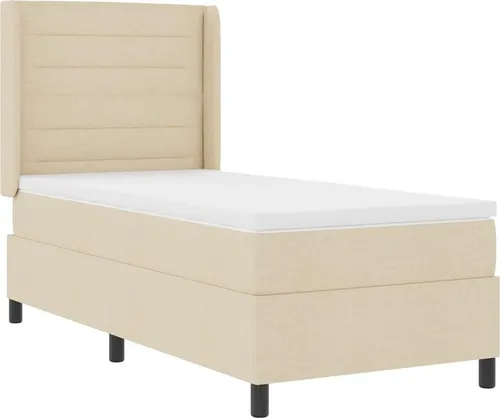 vidaXL LED Boxspringbett mit Matratze Creme 90x200 cm - Stilvolles Boxspringbett mit Taschenfederkernmatratze für optimalen Schlafkomfort. Der atmungsaktive Stoff sorgt für ein angenehmes Schlafklima, während die pflegeleichten Bezüge eine einfache Reinigung ermöglichen.