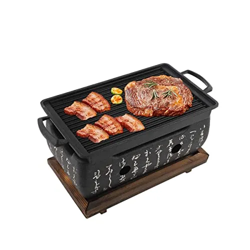 Japanischer Grillofen Mini Holzkohle Tischgrill 24x12,5cm - Kompakter Tischgrill aus hochwertiger Aluminiumlegierung, ideal für Camping und Picknicks. Genießen Sie gleichmäßiges Grillen mit effizientem Luftzirkulationsdesign.