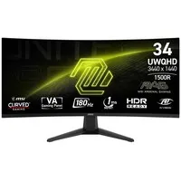 MSI MAG 346CQ 34-Zoll UWQHD Curved Gaming Monitor - Gaming Monitor mit 180Hz und 1ms Reaktionszeit für eSports, 1500R Krümmung für immersives Gameplay und brillanter Farbdarstellung dank 100% sRGB.