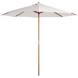 Outsunny Sonnenschirm 270x270 cm – Creme - Hochwertiger Doppelsonnenschirm für Terrasse und Balkon, mit robustem Holzgestell und UV-Schutz. Ideal für sonnige Tage und einfache Handhabung durch Handkurbel.