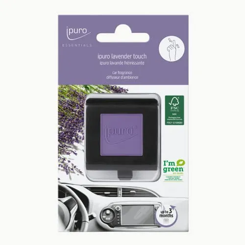 ipuro - erfrischender ipuro lavender touch Auto Duft - dezenter Lufterfrischer fürs Auto mit besinnlichen Lavendel Noten - Auto Lufterfrischer für ein puristisches Dufterlebnis bis zu 3 Monate