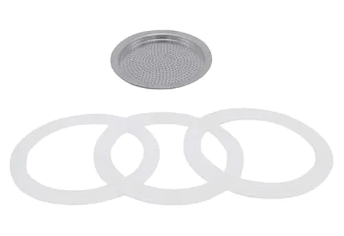 Karl Krüger 1 Filter u. 3 Dichtr. f. Espressok 12 T, Silikon, Weiß, 10 x 10 x 1 cm