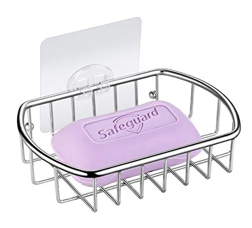 MaxHold transparente selbstklebende rechteckige Duschregale ohne Bohren von Edelstahl SUS304 1. Seifenkorb