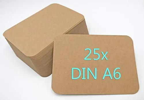 Papermane 25 Stück Kraftpapier, A6-Karton, 300 g/m, braun, runde Ecken
