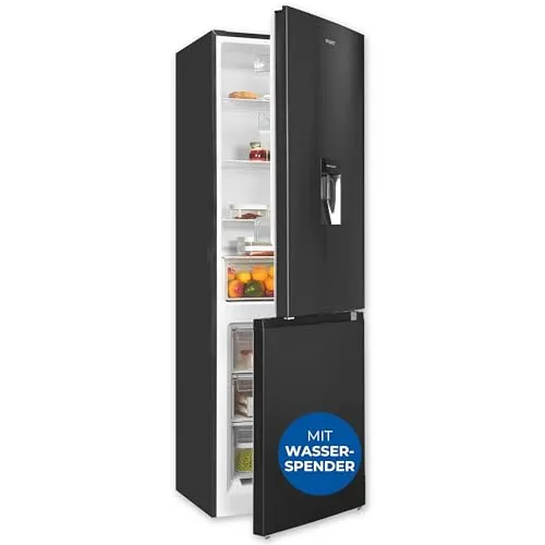 Exquisit Kühl-Gefrierkombination mit Wasserspender - Kühlschrank mit 313 Litern Volumen, integriertem Wasserspender und Energieeffizienzklasse C – ideal für große Wocheneinkäufe und frisches Wasser auf Knopfdruck.