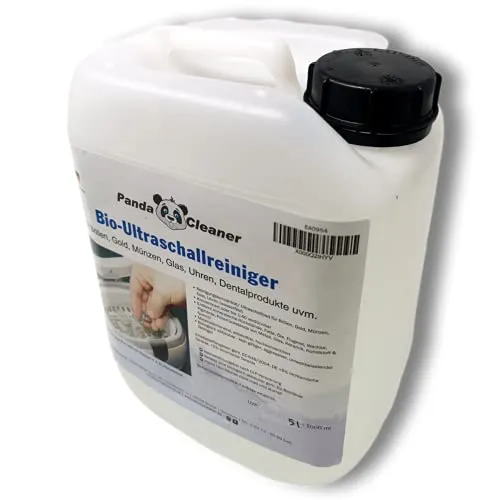 PandaCleaner Flüssigkeit für Ultraschallreiniger - 5L Konzentrat - Brillen-Pflegemittel, hochkonzentriert und vielseitig einsetzbar für Brillen, Dentalprodukte, Uhren und mehr – für beeindruckende Reinigungsergebnisse ohne aggressive Chemikalien.