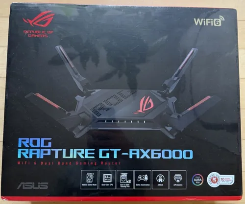 ASUS ROG Rapture GT-AX6000 - Dual-Band Gaming Router mit WiFi 6, 6000 Mbit/s, 2.5G Ports und optimierter Spieleschaltung für höchste Leistung