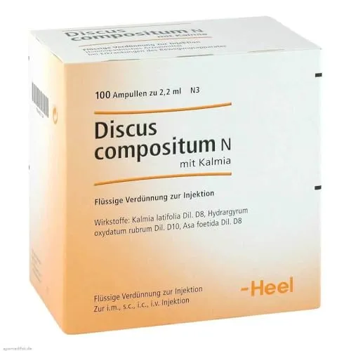 Discus Compositum N mit Kalmia 100 ST - Homöopathisches Arzneimittel zur Behandlung von Gelenk- und Bindegewebserkrankungen, ideal zur Unterstützung des Bewegungsapparates. Enthält natürliche Wirkstoffe für eine sanfte Heilung.