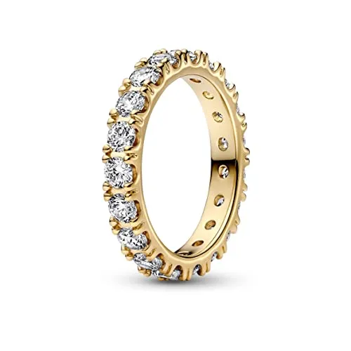 PANDORA Timeless Funkelnde Reihe Ewigkeits-Ring 54 - Eleganter Damenring aus 14 Karat vergoldeter Metalllegierung, verziert mit klaren Cubic Zirkonia für funkelnde Akzente. Perfekt für jeden Anlass und vielseitig kombinierbar.