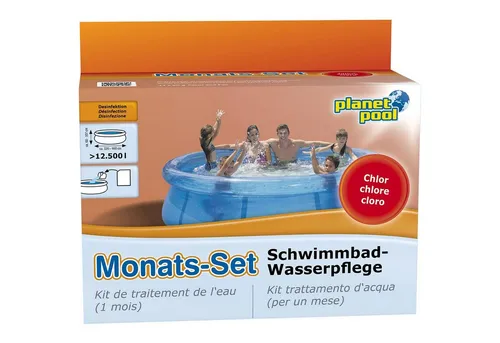 Planet Pool Clear and Fun - Wasserpflege Set - Effektives Monatsset für Stahlwand- und Quick Up Pools bis 12.500 Liter, sorgt für sauberes Wasser und sofortige Nutzung nach der Anwendung.