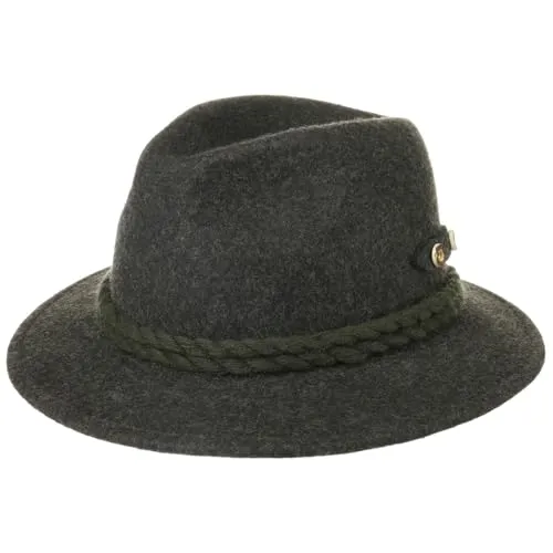 Faustmann Trachtenhut mit Zierknöpfen Herren - Hut aus 100% Wollfilz - Wasserabweisender Filzhut - Einfarbiger Wanderhut - Sommer/Winter anthrazit XL (60-61 cm)