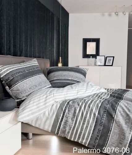 Janine Bettwäsche PALERMO Mako-Satin 135x200 cm grau in grau von Janine