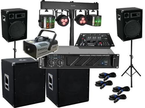 DJ Set 1800 Watt Musikanlage mit Mixer und Nebelmaschine