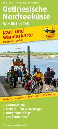 Ostfriesische Nordseeküste, Westlicher Teil: Rad- und Wanderkarte mit Ausflugszielen, Einkehr- & Freizeittipps, wetterfest, reissfest, abwischbar, ... GPS-genau (Rad- und Wanderkarte / RuWK)